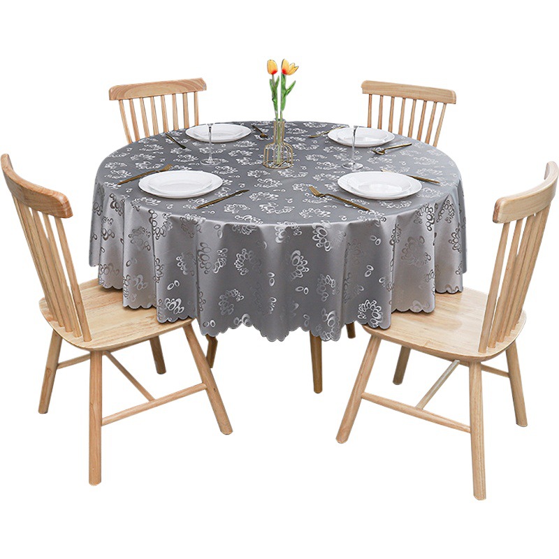 European Pu Tablecloth Anti-Scalding No-Wash Hotel Restaurant Home Large Round Table Round Tablecloth Tablecloth Fabric Waterproof and Oil-Proof