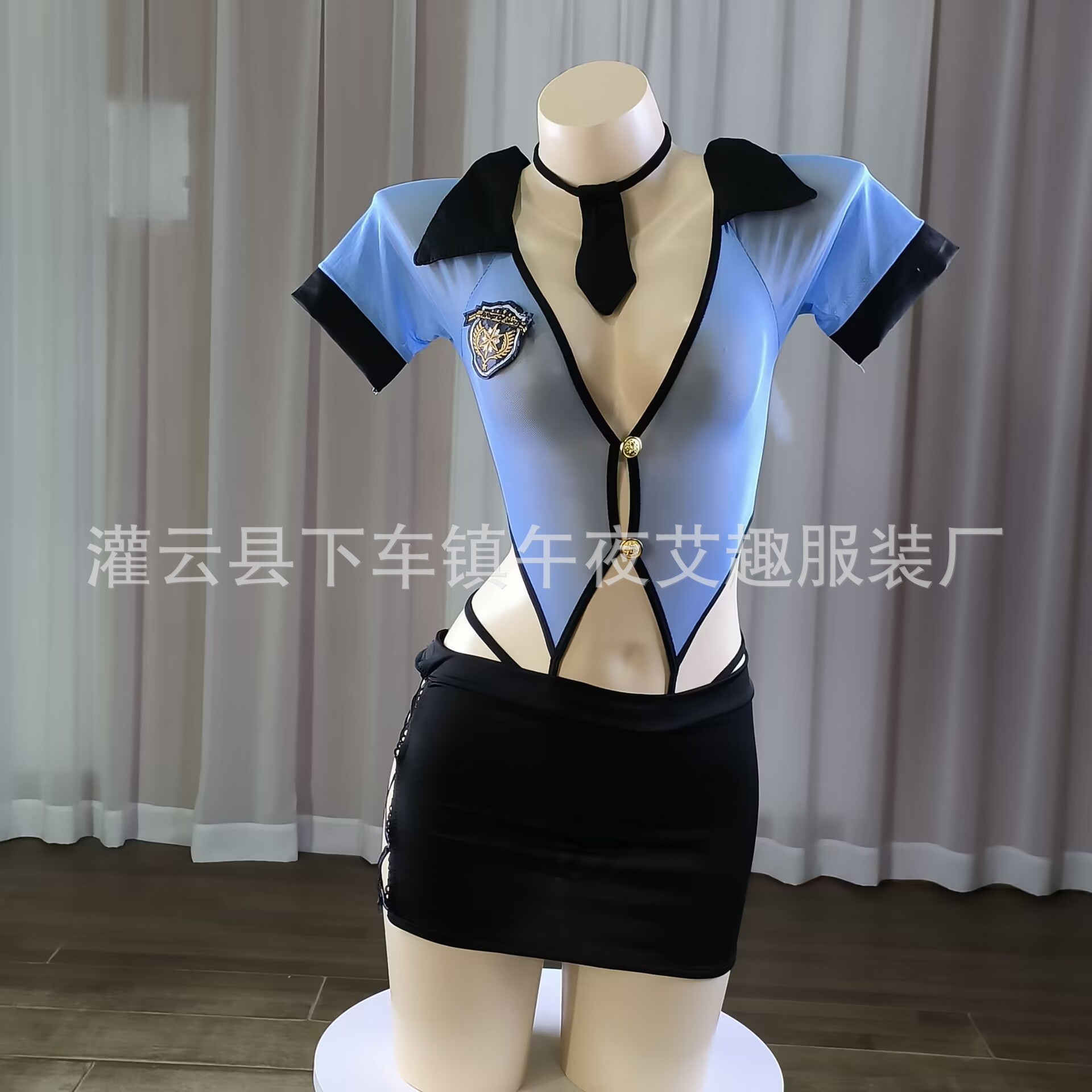 Sexy lingerie sexy temptation perspective lace-up pure desire hip skirt hot bed passion female police uniform suit