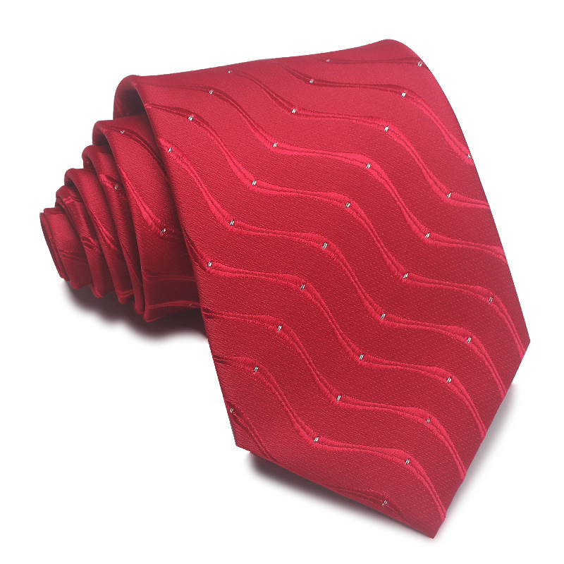 Picture of 25 New 8cm Polyester Jacquard Stripesd Tie 7cm Men's and Women's Business Formal Wear Casual High-End Red Black Blue