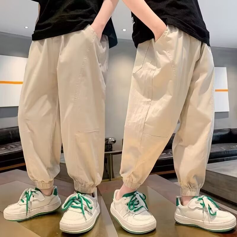 Boys' Pants Children's Summer Thin Cotton Linen Anti-Mosquito Pants 2025 New Style for Older Boys Breathable Casual Long Pants