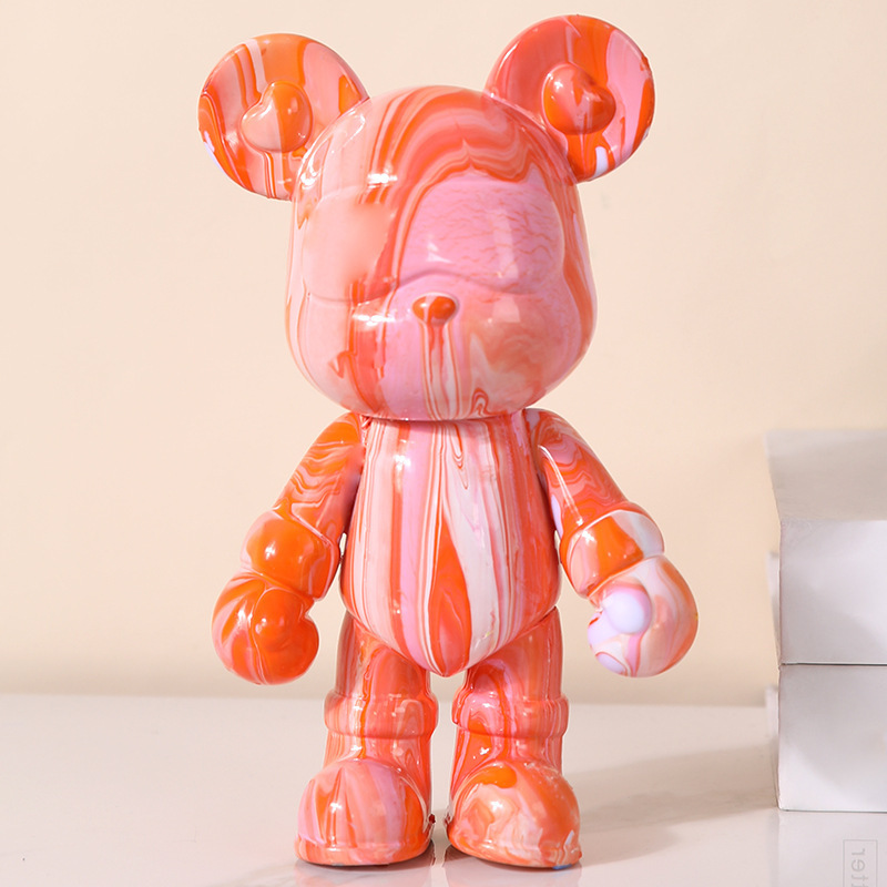 Picture of Internet Celebrity Fluid Bear Handmade DIY Material Homemade White Embryo Ornament Pigment Violent Bear Dye Painted Bear Gift