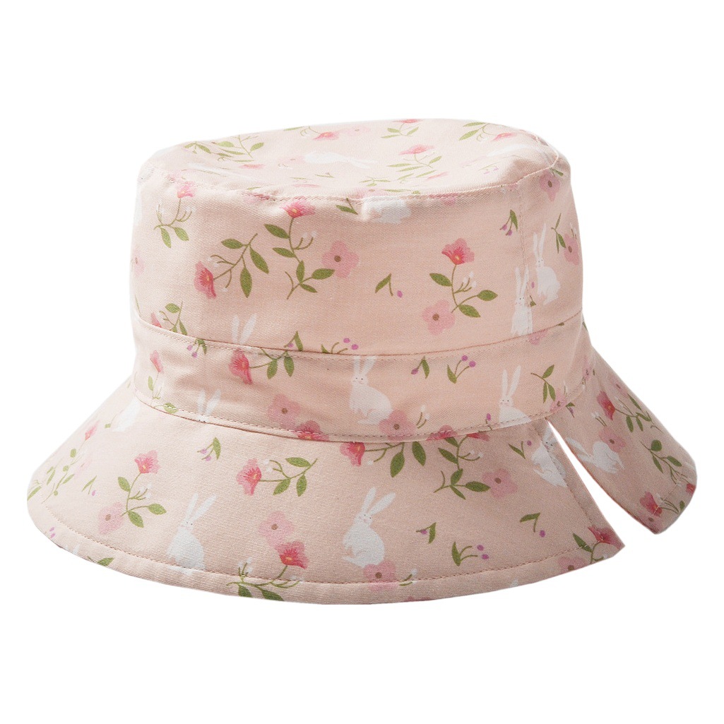 moinmlon Double-sided Wear Spring and Summer Korean New Girl's Sunshade Fisherman Hat Baby Breathable Cotton Sun Protection