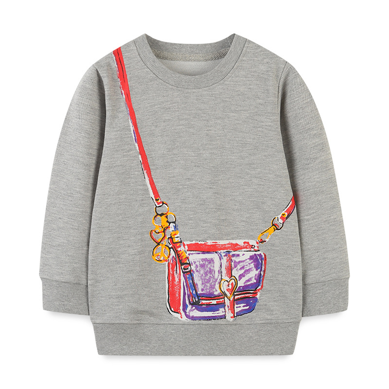 Picture of European and American style children's clothing top autumn new girls long sleeve sweater cartoon round neck children's base shirt