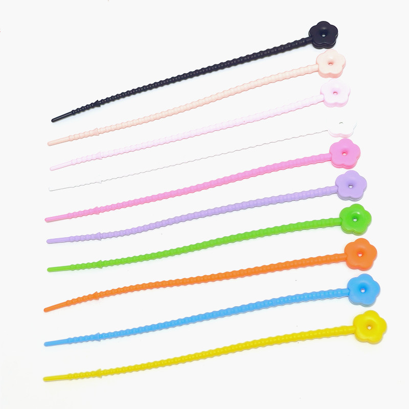 Color data wire harness silicone strap reusable retractable silicone cord silicone cable tie strap