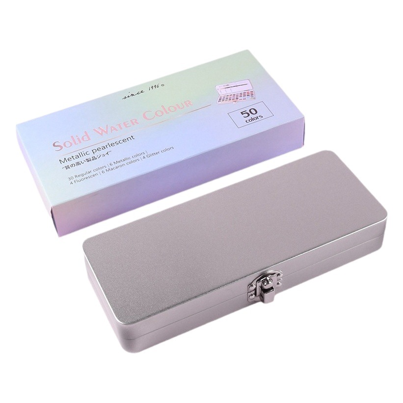 Cross-border New Iron Box Packaging Solid Watercolor Pigment suit 100 Color Pearlescent Watercolor Watercolor Painting Pigment
