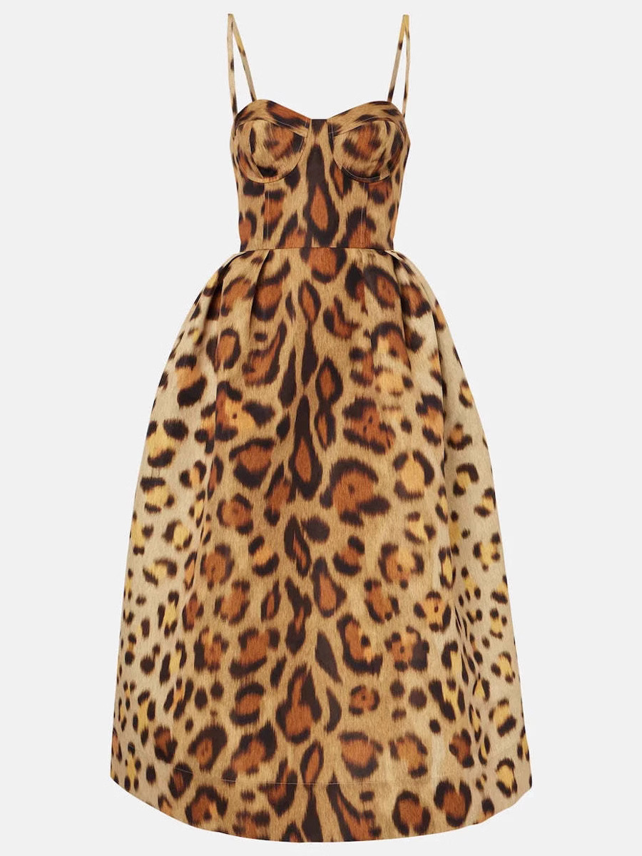 2024 European and American Cross-border Cash Sleeveless Strap Leopard Print dress Fashion Sexy Spice Girl Tight Waist Dress