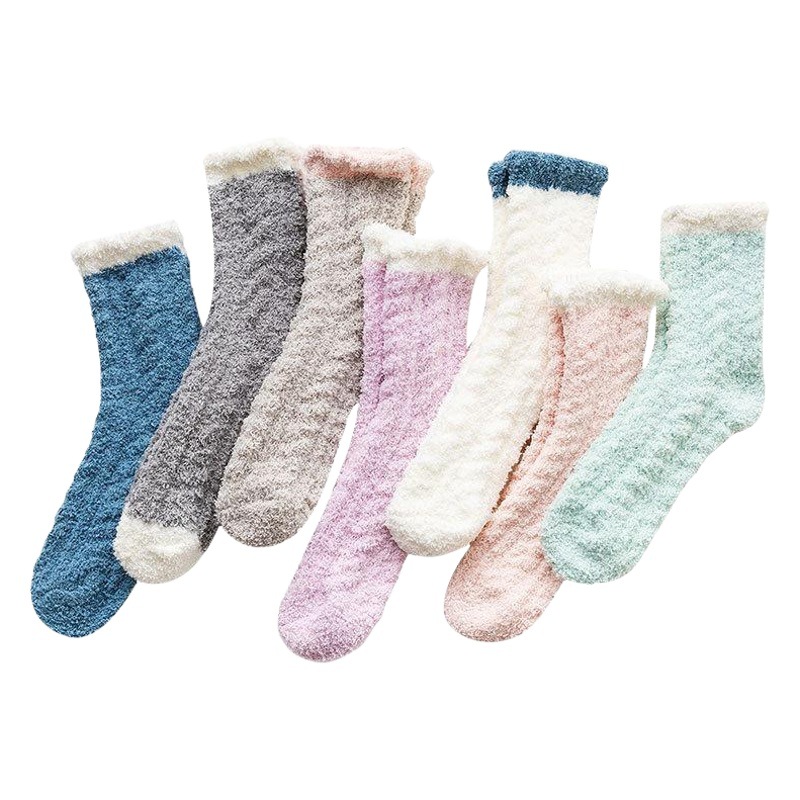 Coral velvet socks women's plush winter thickened fleece-lined warm sleep confinement socks postpartum autumn and winter New Sleeping socks