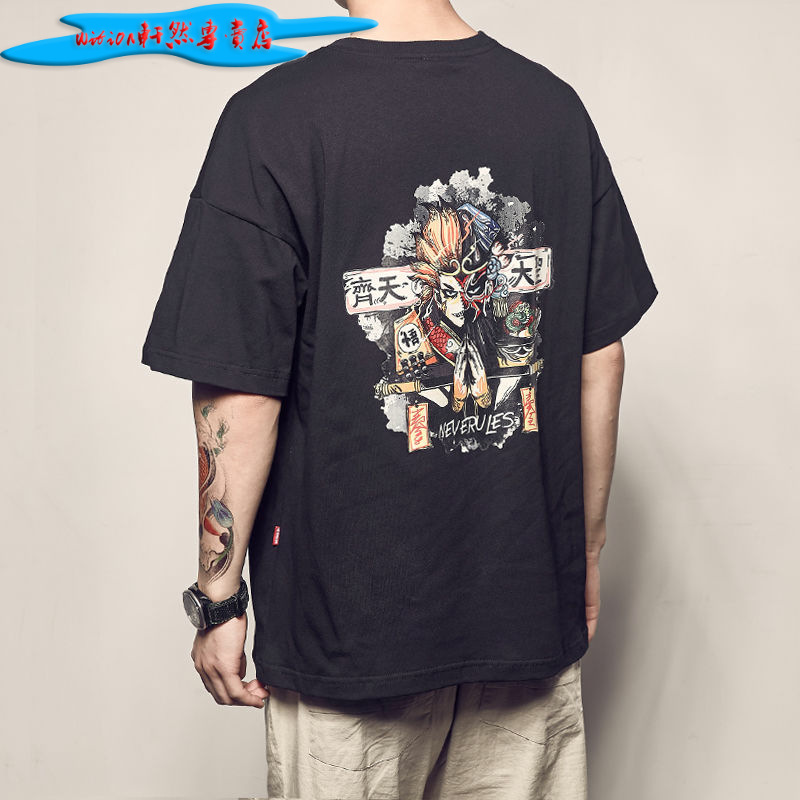Picture of Men's Japanese Anime Printed Short-sleeved T-shirt Men's Summer New Casual Loose T-shirt Trendy Couple's Round Neck TEE