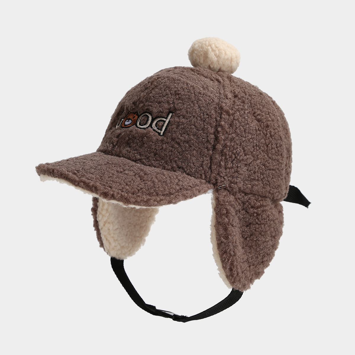 Picture of GOOD Bear Cartoon Children's Hat Winter Boy's Ear Protection Cap Girl's Cap Kindergarten Lamb Velvet Lei Feng Cap