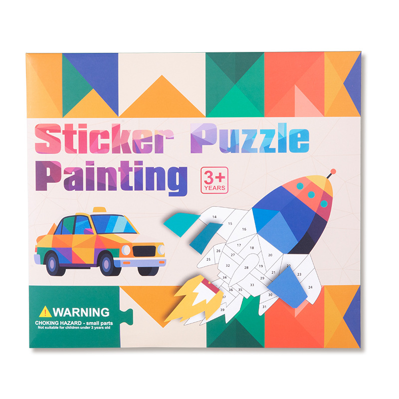 Picture of Children's 3D Geometric Collage Puzzle Educational Toys Kindergarten 3-6 Years Old Focus Handmade DIY Stickers