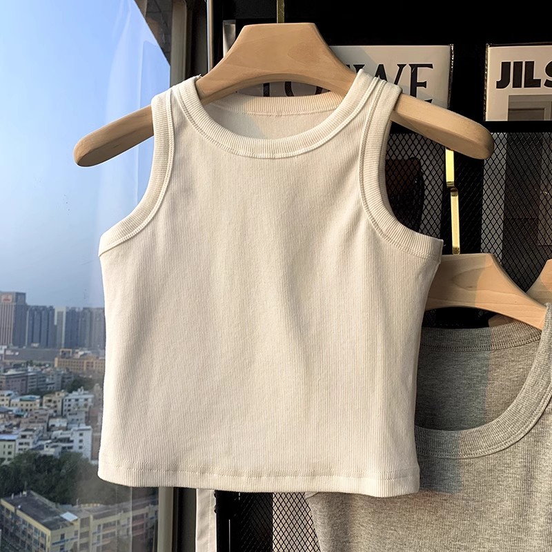 Foundation Threaded Camisole Women's Outer Wear Summer New Slim-fit Short Sleeveless T-shirt Inner Base Shirt Top