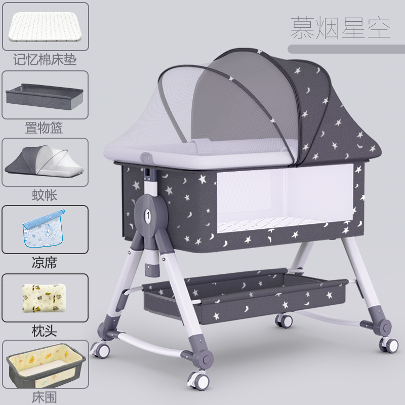 Picture of Baby Bed Neonatal Bed Splicing Big Bed Baby Shaker bb Children's Bed Multi-functional Mobile Foldable Bed