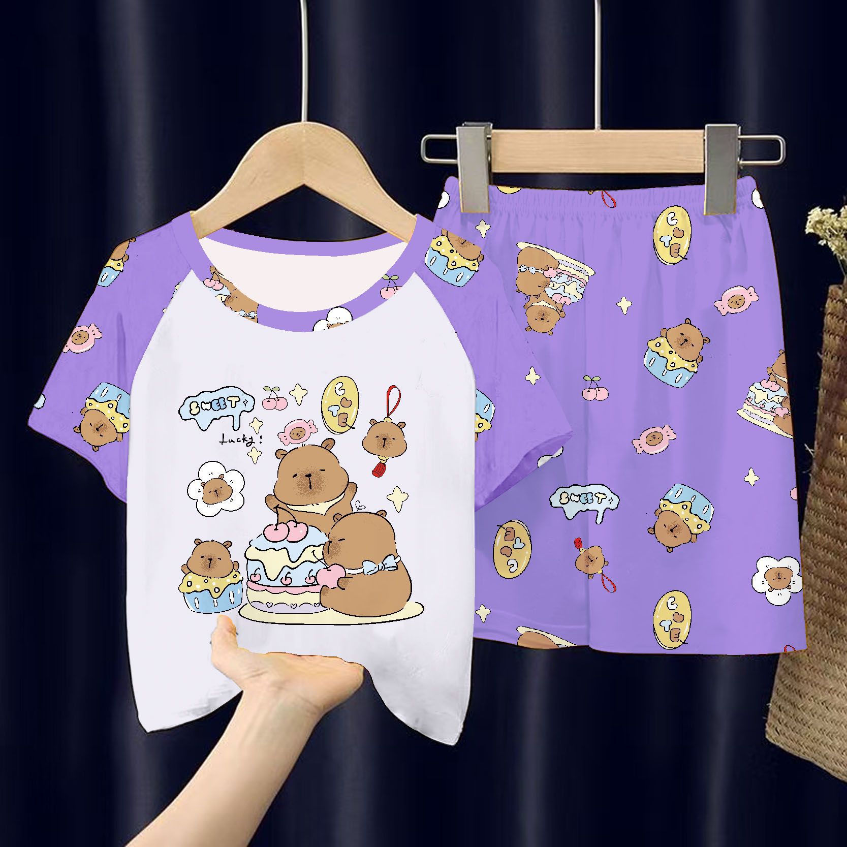 Picture of Wholesale Summer Children's Pajamas Cartoon Girls Short-Sleeved Shorts Thin Boys Casual Middle and Large Children's Suits Home Clothes