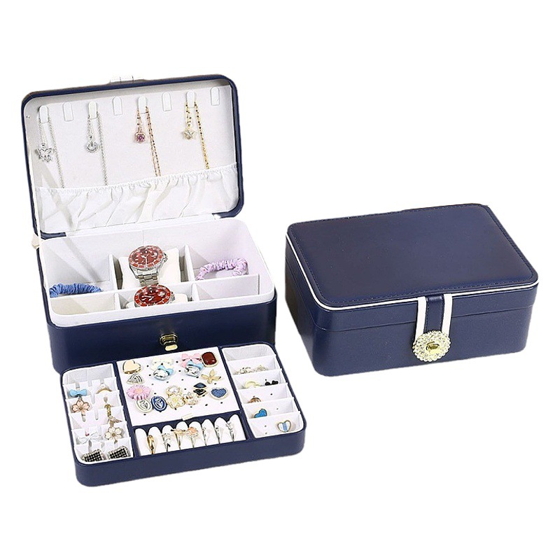 Multi-layer Jewelry Box Storage Large Capacity Household Anti-oxidation Rotating Multi-function Earring Stud Storage Box with Lock