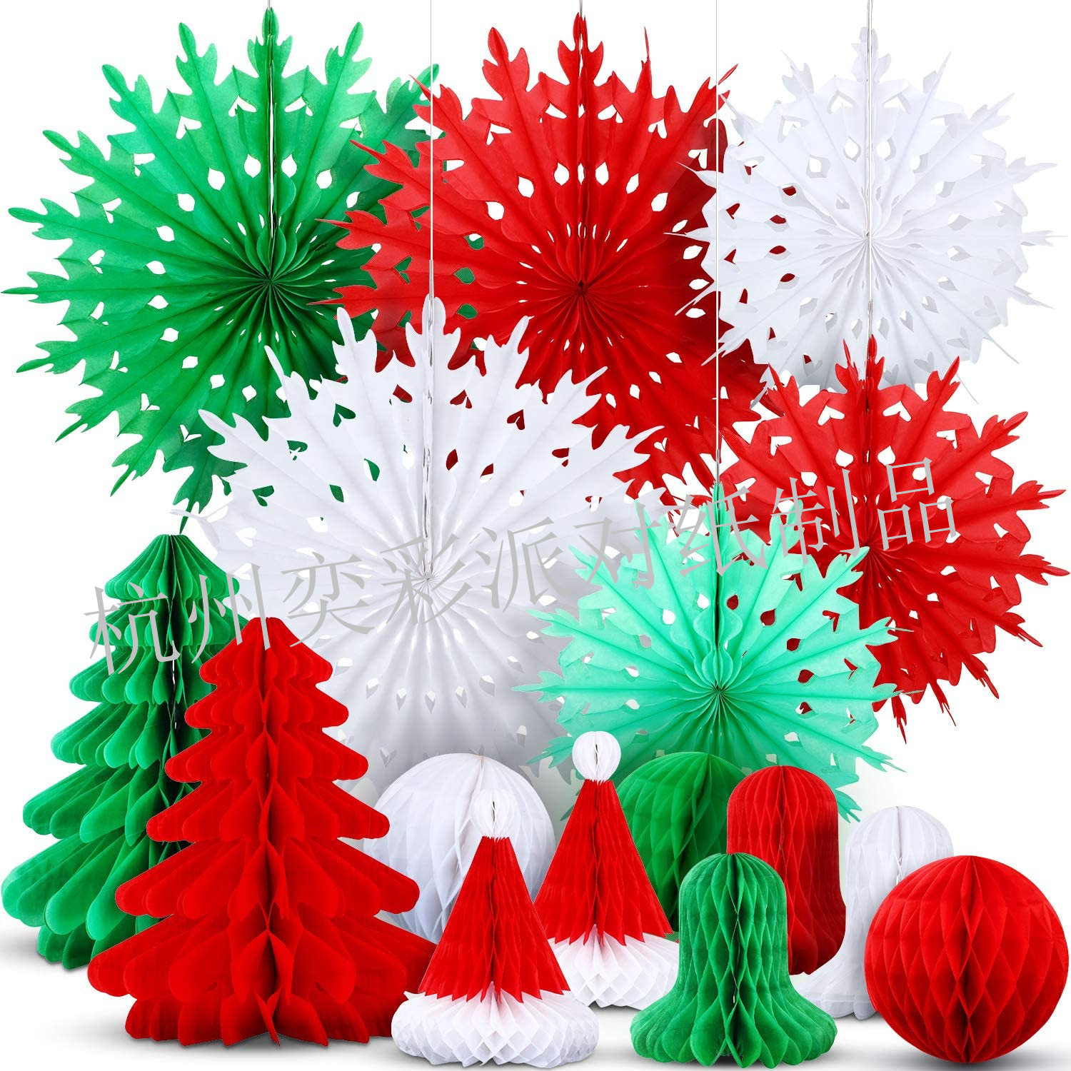 Supply Christmas decorations set Christmas tree honeycomb cap snowflake fan scene layout Christmas bells
