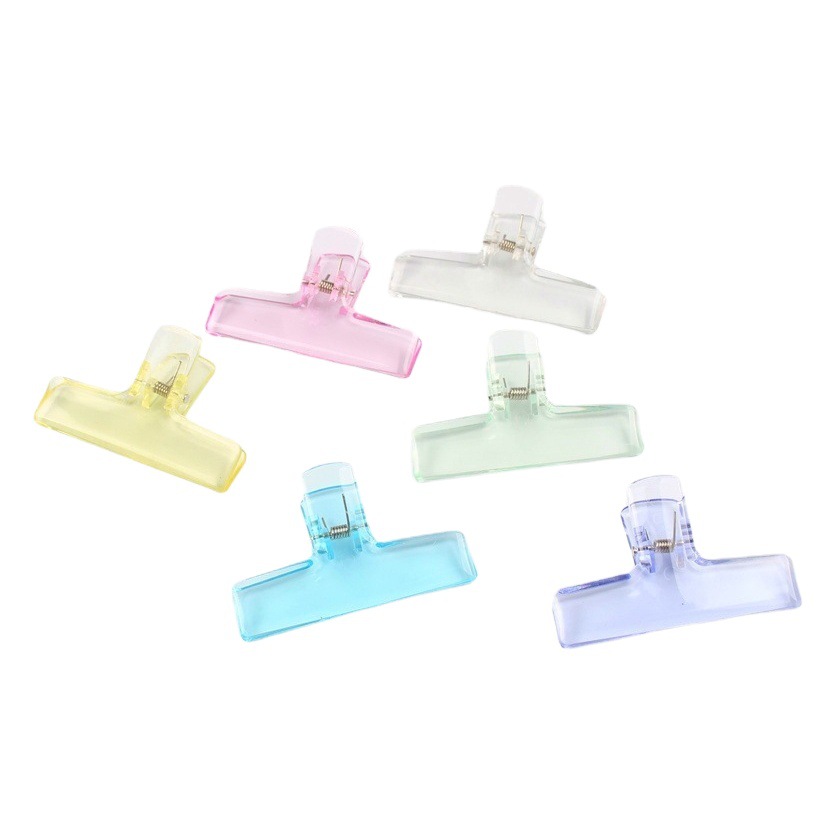 Acrylic Transparent Plastic Hand Account Clip Crystal Clip Folder Notes Clip Bills Clip Long Tail Seal Clip