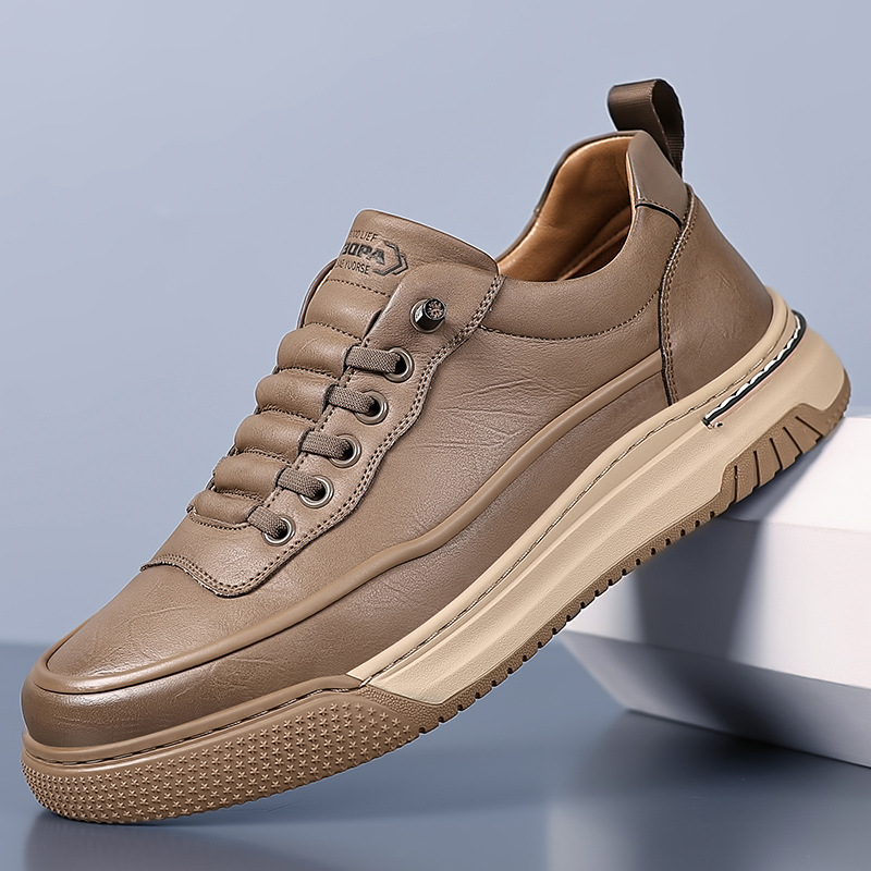 2024 Autumn New Men's Handmade Casual Leather Shoes Men's Sports Style All-match Sneakers Youth Trendy Shoes 9129