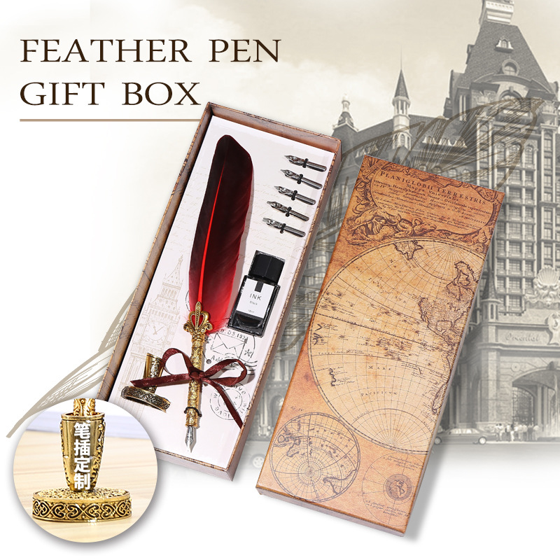 Cross-border supply high-end natural feather pen suit graduation high-end business enterprise gift pen pen gift box