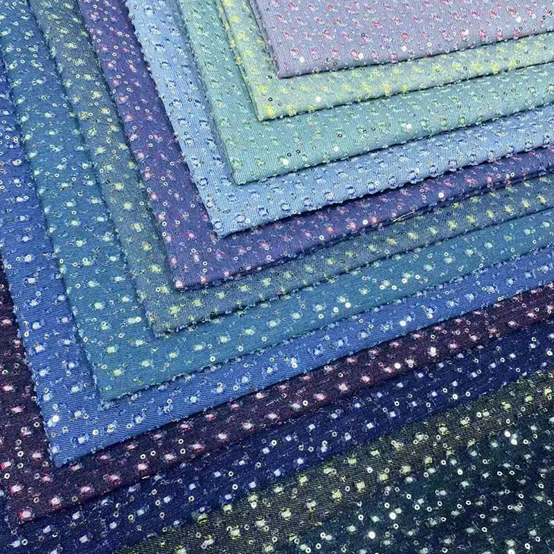 2025 New Denim Beaded Embroidered Fabric, Cross-border Exclusive Denim Dresses, Pants, Outerwear, Jacket Fabrics