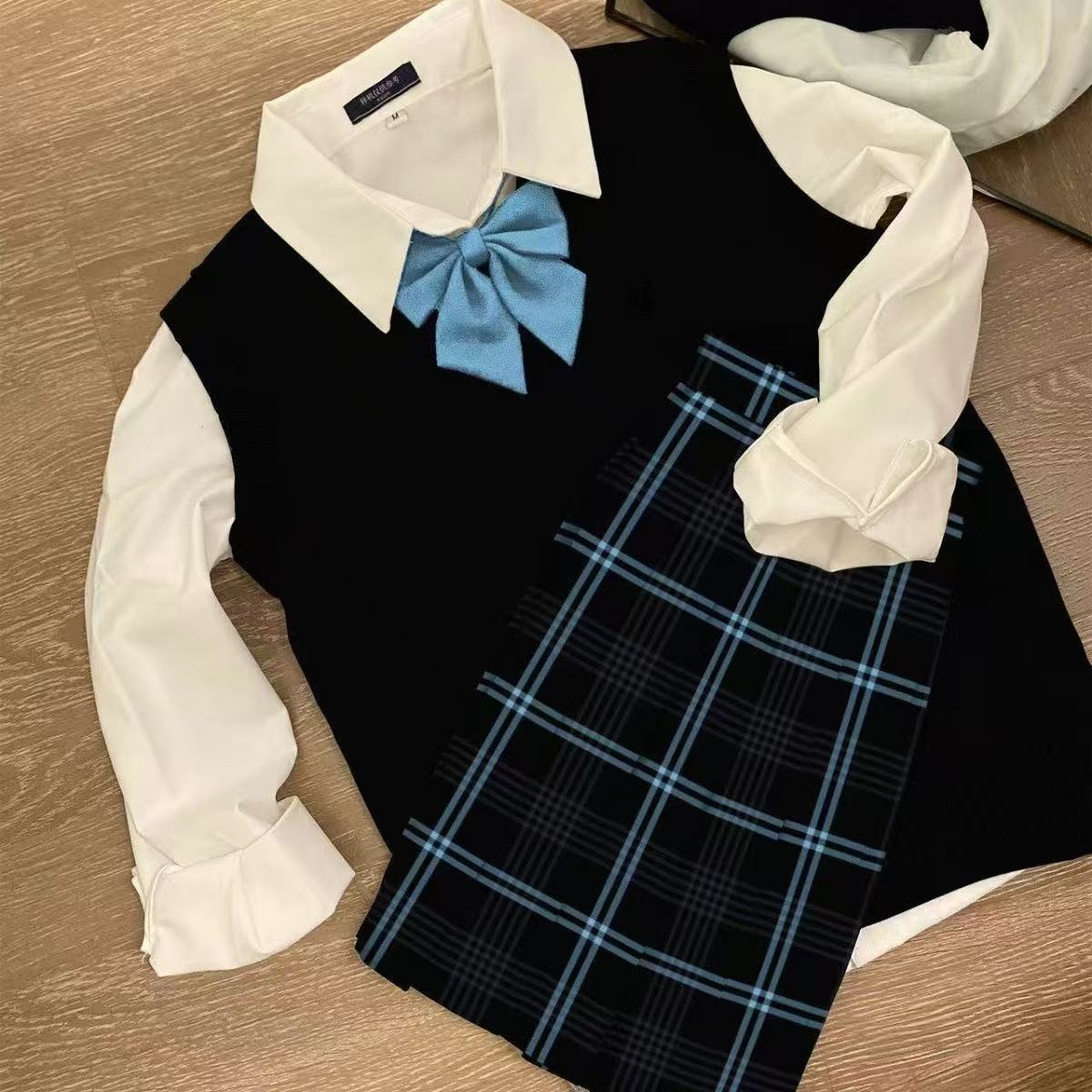 Picture of New JK Uniform suit Wholesale Pepper Plaid Skirt Campus College Plaid Pleated Skirt Sweet Half Skirt