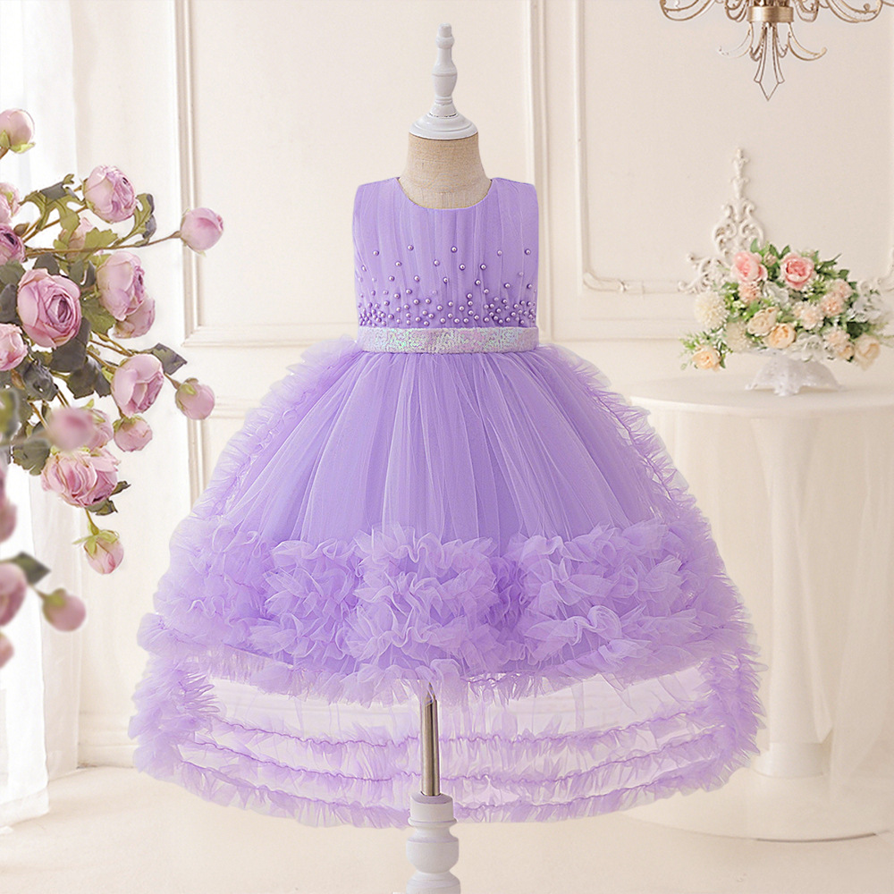 Girls dress Children's performance dress mesh princess dress festival dress middle child trailing puffy skirt