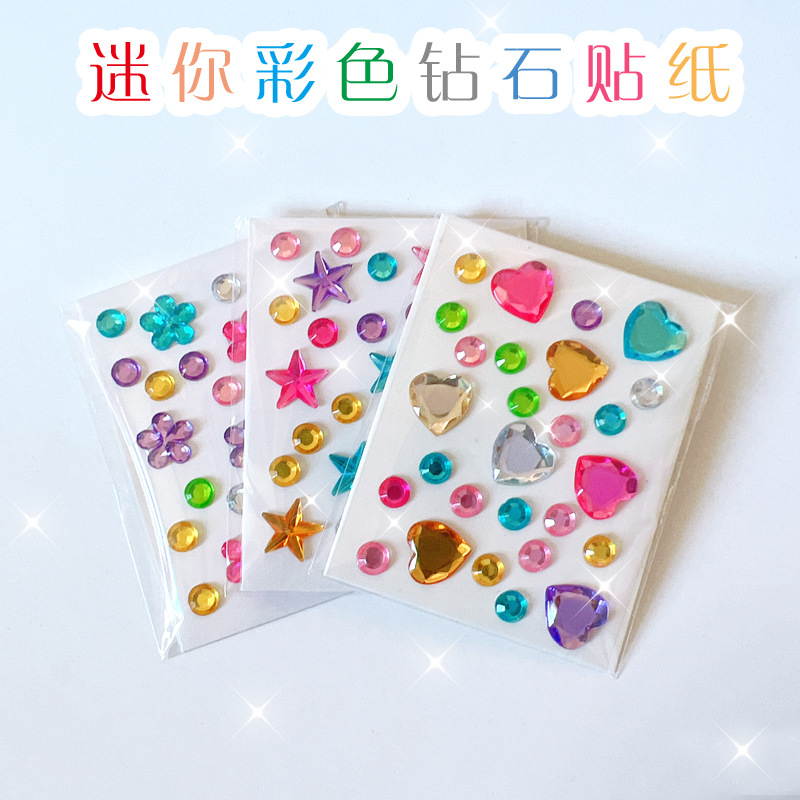 Picture of Mini Colorful Diamond Sticker Accessories Cross-Border DIY Diamond Stickers Acrylic Diamond Stickers Stars Heart Gem Stickers