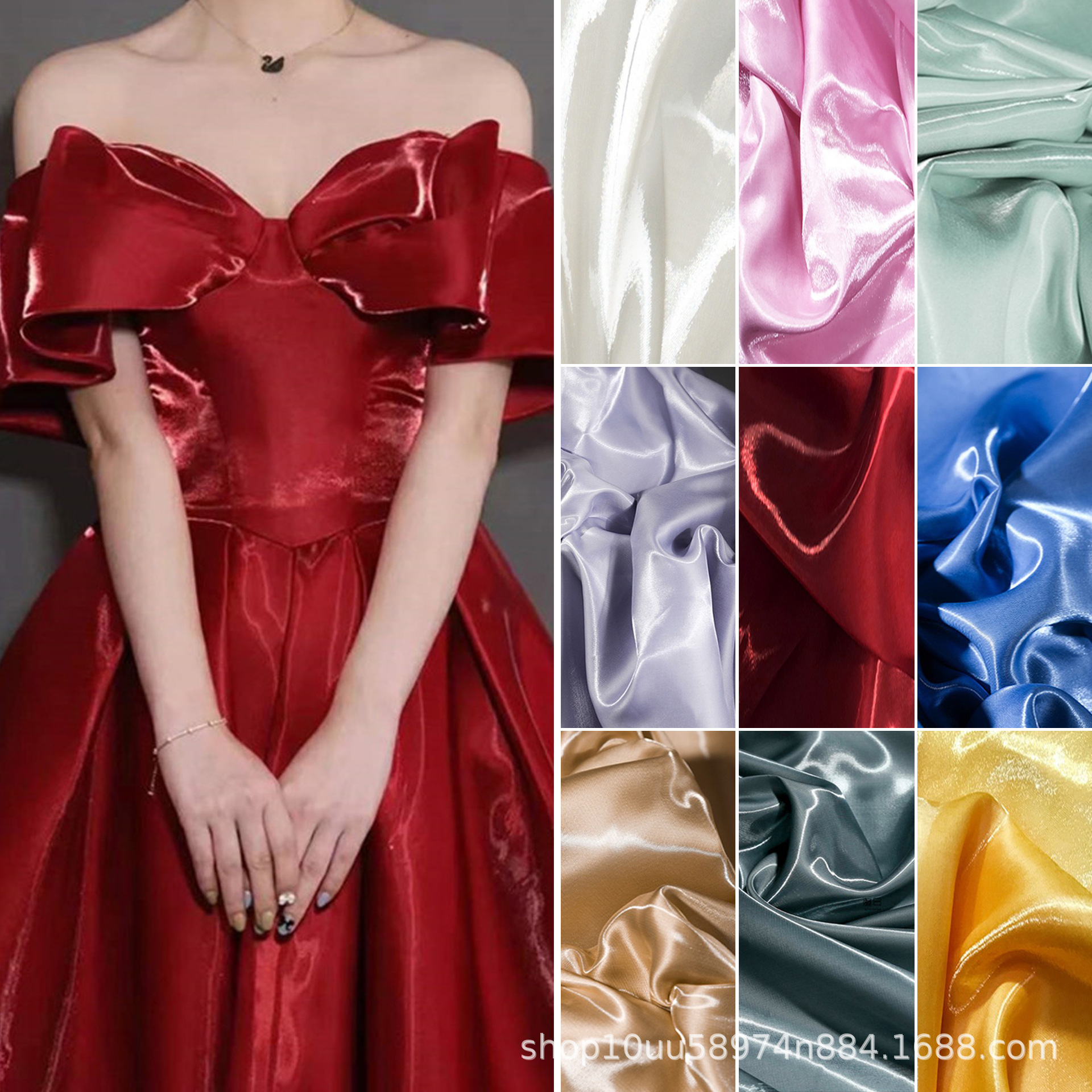 Liquid Water Super Bright Crystal Satin Fabric Creative Clothing Jacket Skirt Bag Clothing Designer Fabric