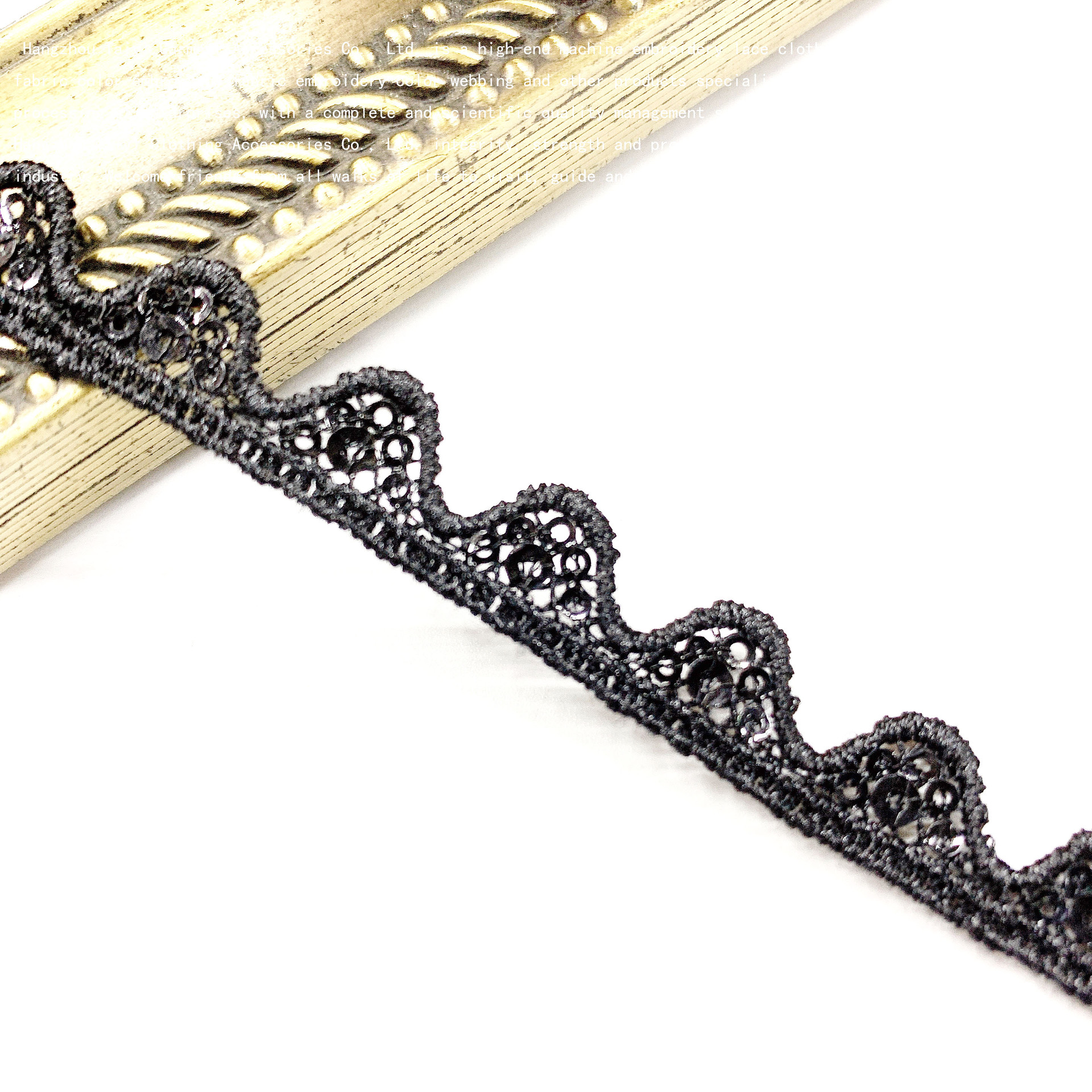 Unilateral wave lace manufacturers wholesale polyester silk hollow embroidery clothing accessories lace beads bar code lace