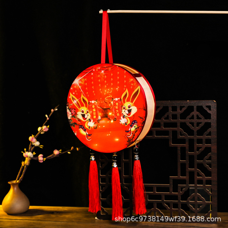 Picture of New Hanfu mid-autumn festival lantern diy handmade flowers and plants Lantern finished led Luminous lantern ancient style portable palace lantern