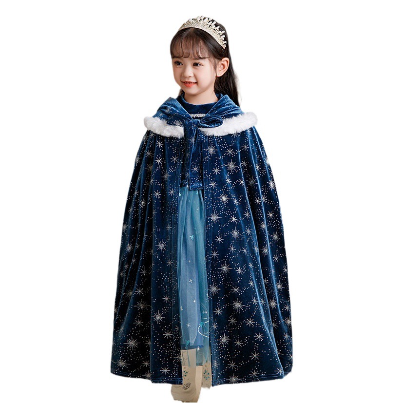 New Christmas Children's Shawl Girls' Halloween Velvet Cloak Ice and Snow Aisha Princess Cloak
