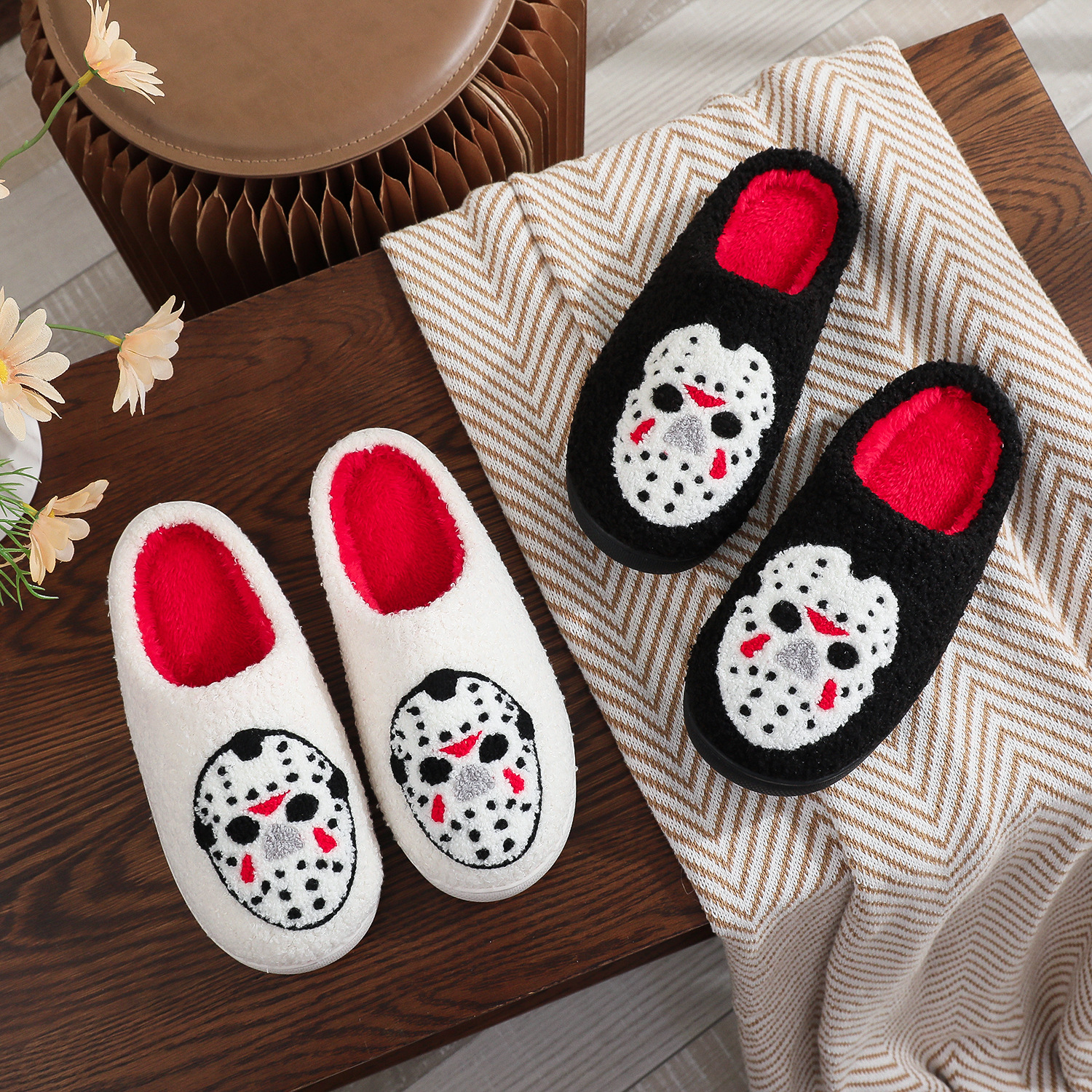 Amazon Cotton Slippers Autumn and Winter Home Halloween Indoor Non-Slip Cotton Slippers Fleece-Lined Warm Home Couple Wholesale