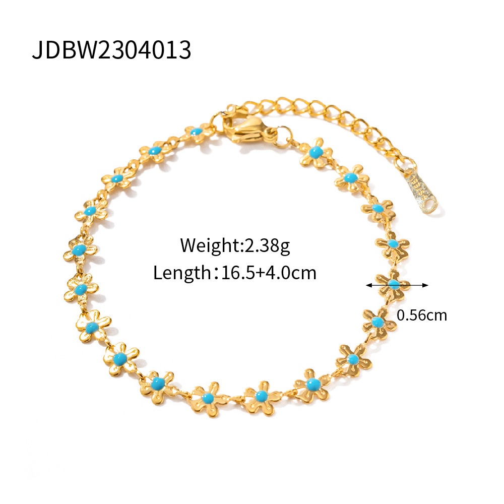 Picture of European and American ins style new Chinese style pastoral oil drop flower necklace bracelet titanium steel 18K gold non-fading jewelry