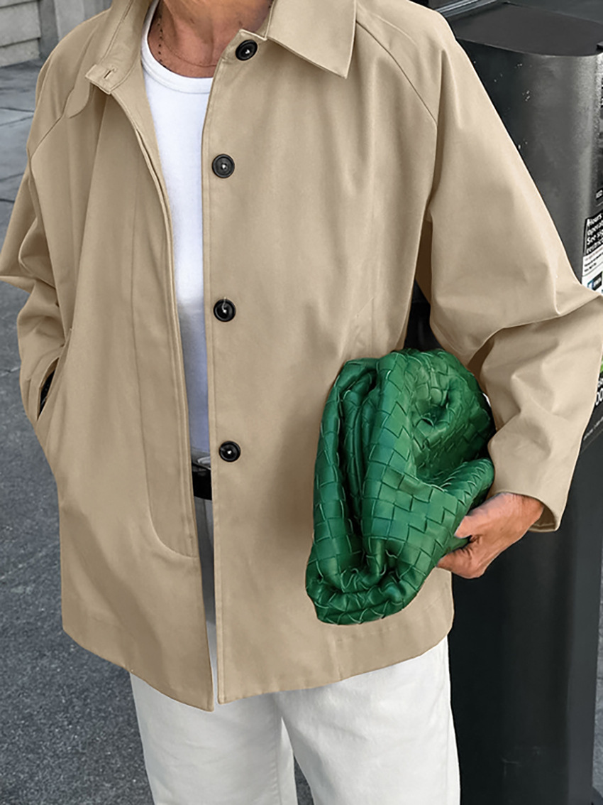Autumn and Winter New French Style Workwear Trenchcoat khaki Lapel Fashionable Loose Mid-length Coat Women's European and American Commuter