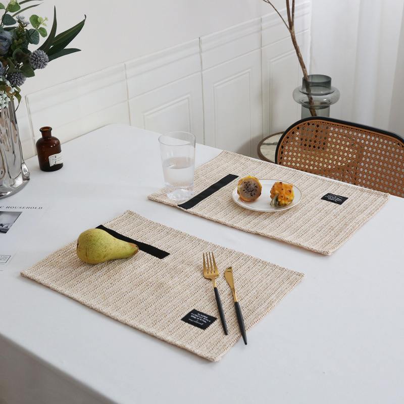 Picture of Beauty Elements ins Style Woven Place Mat Table Mat Southeast Asia Style Rectangular Simple Heat Insulation Mat Cross-border Hot Sale