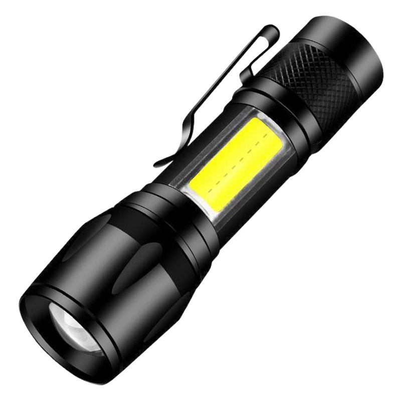 Cross-Border Strong Light Mini Flashlight Cob Side Light Household Portable Zoom Small Flashlight Outdoor Rechargeable Led Flashlight