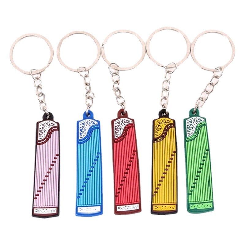 National Day Pendants, Small Ornaments, Musical Instruments, Guitar, Pvc Soft Rubber, Cartoon Creative Antique Style Keychains, Small Gifts Wholesale