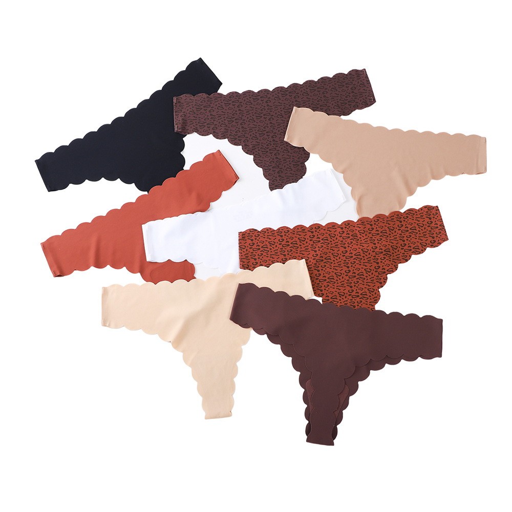 European and American seamless ice silk underwear women's low waist fitness yoga invisible cotton crotch thong foreign trade cross-border spot