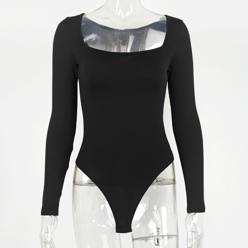 Picture of European and American Export Sexy Velvet Bottoming Shirt 2025 Autumn and Winter New Cross-Border Women's Tight Long-Sleeved Square Collar One-Piece
