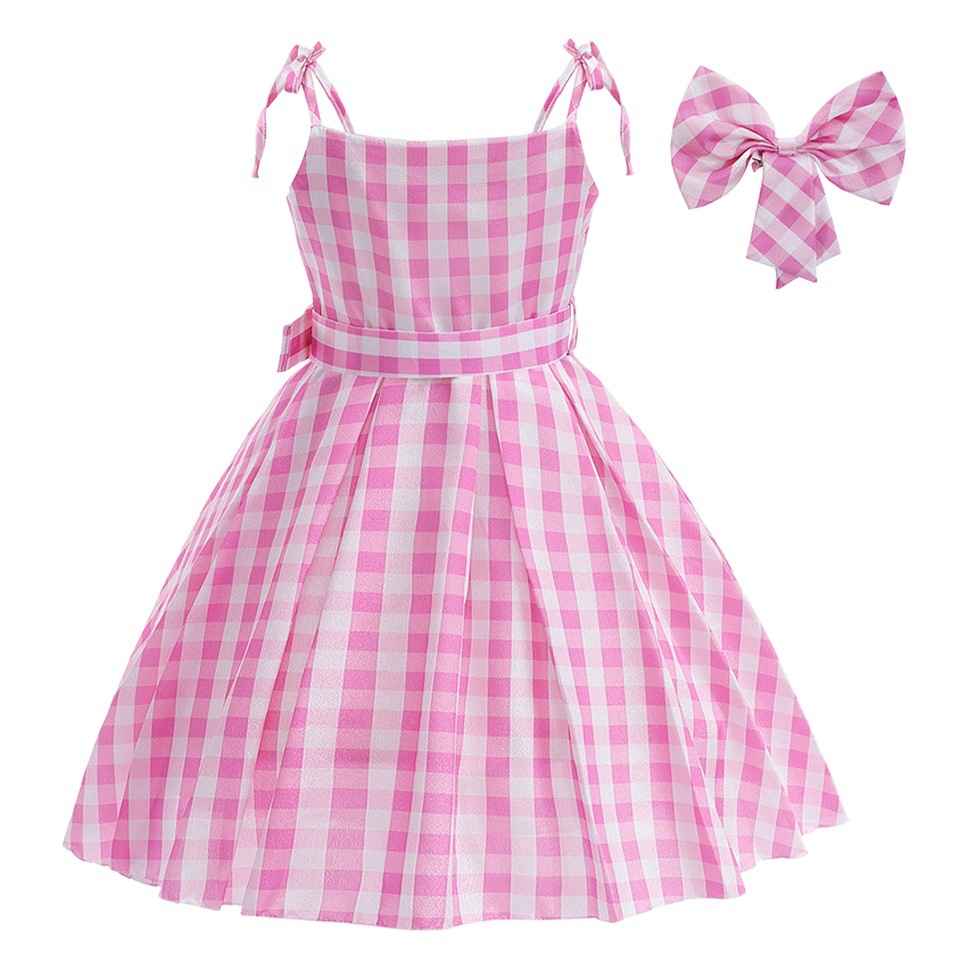 Cross-Border Export Popular Barbie Real-Life Barbie Cos Clothing Princess Dress Sweet Plaid Dress Performance Clothing