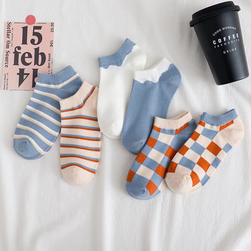 Picture of Socks Men's Summer Solid Color Black and White Grey Boat Socks Unisex Low Mouth Breathable Short Socks Low Top Socks