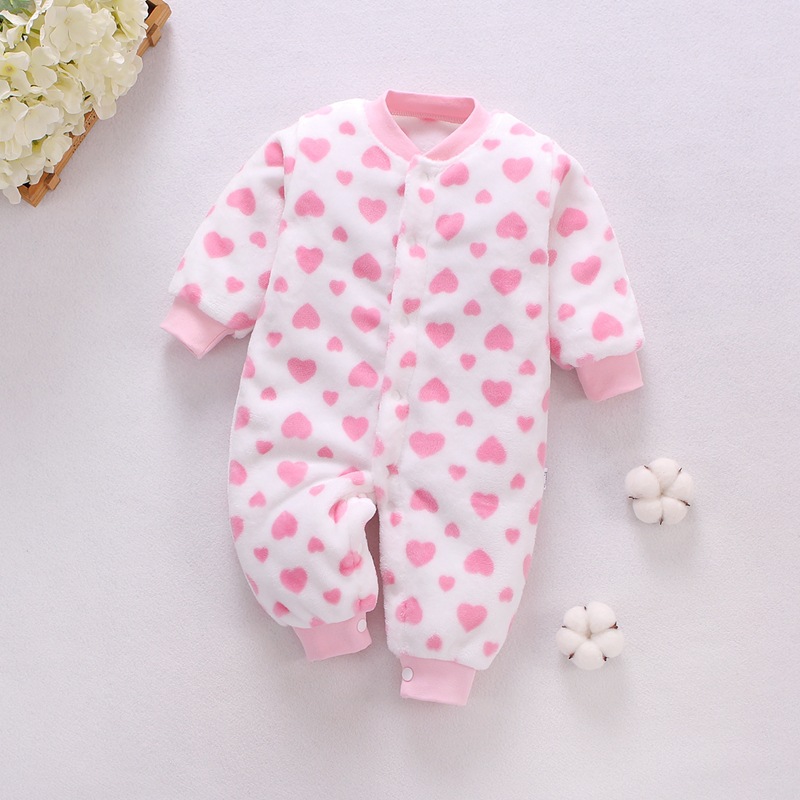 Picture of Baby Clothes Clothing Spring Autumn and Winter Short-sleeved Thickened Hassel Men's and Women's Baby Flannel Warm Jumpsuit Pajamas