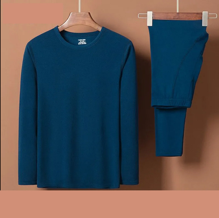 Picture of Middle-aged and elderly thermal underwear women's semi-high collar mother's pajamas bottoming shirt autumn clothes long pants for the elderly suit men