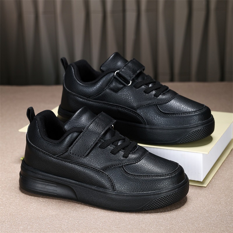 Children's Spring and Autumn Leather Low-top Board Shoes Boys White Shoes Girls' School Performance Black Shoes Casual Foreign Trade Shoes