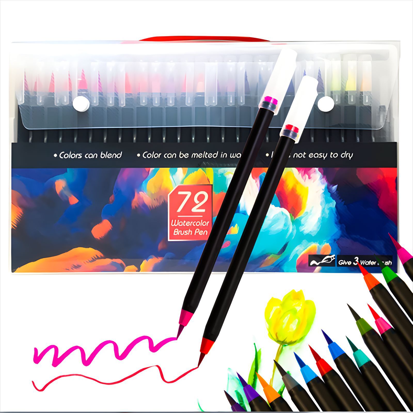 Color soft head brush pen brush pen student children's painting brush washable dizzy watercolor pen wholesale