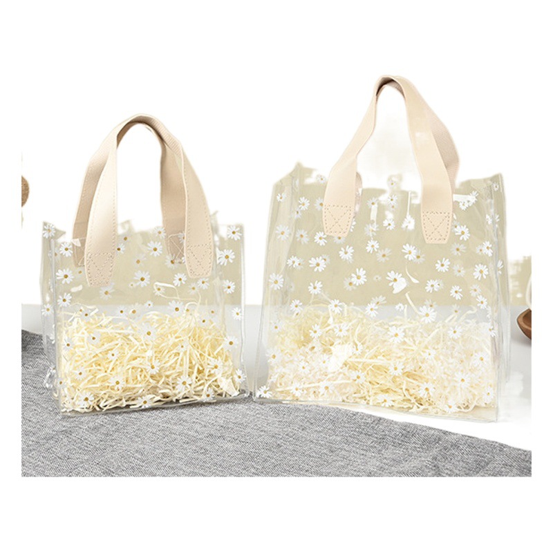 Cross-Border Daisy Tote Bag Pvc Transparent Plastic Gift Candy Bag Wedding Return Gift Bridesmaid Favor Bag