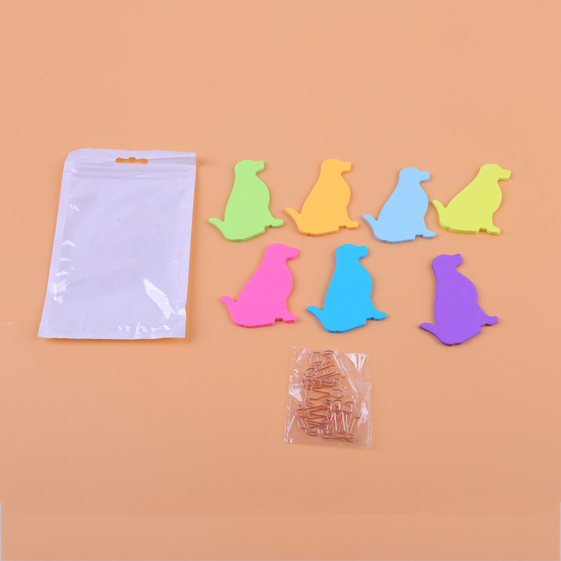 Cute puppy solid color Post-it notes fluorescent nine color modeling cute desktop message decorated with sticky N times