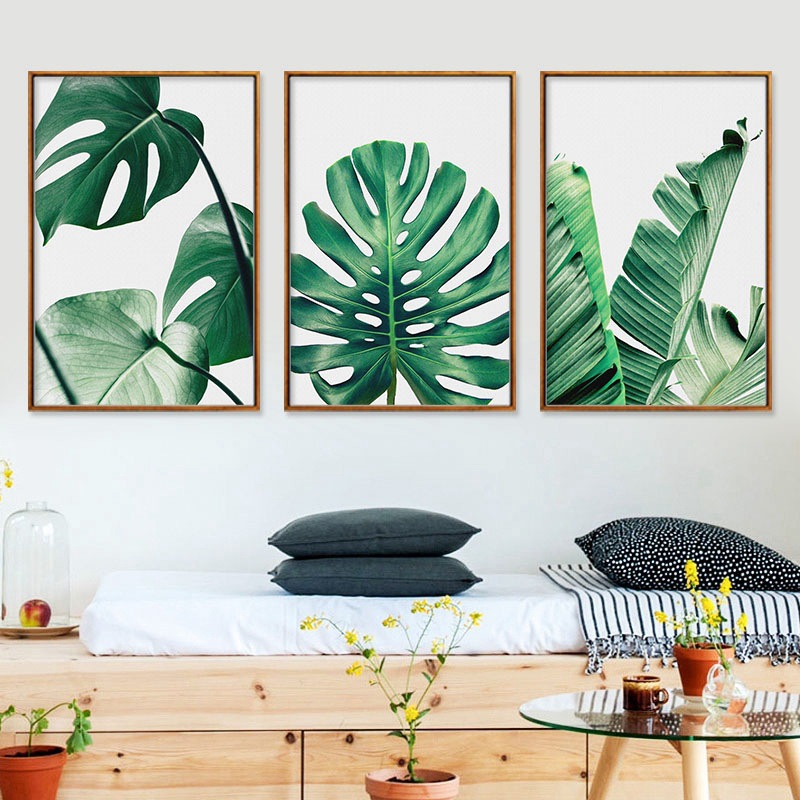 Foreign Trade Popular Scandinavian Style Green Plant Leaves Monstera Small Fresh Canvas Painting Giclee Printing Decorative Painting Core