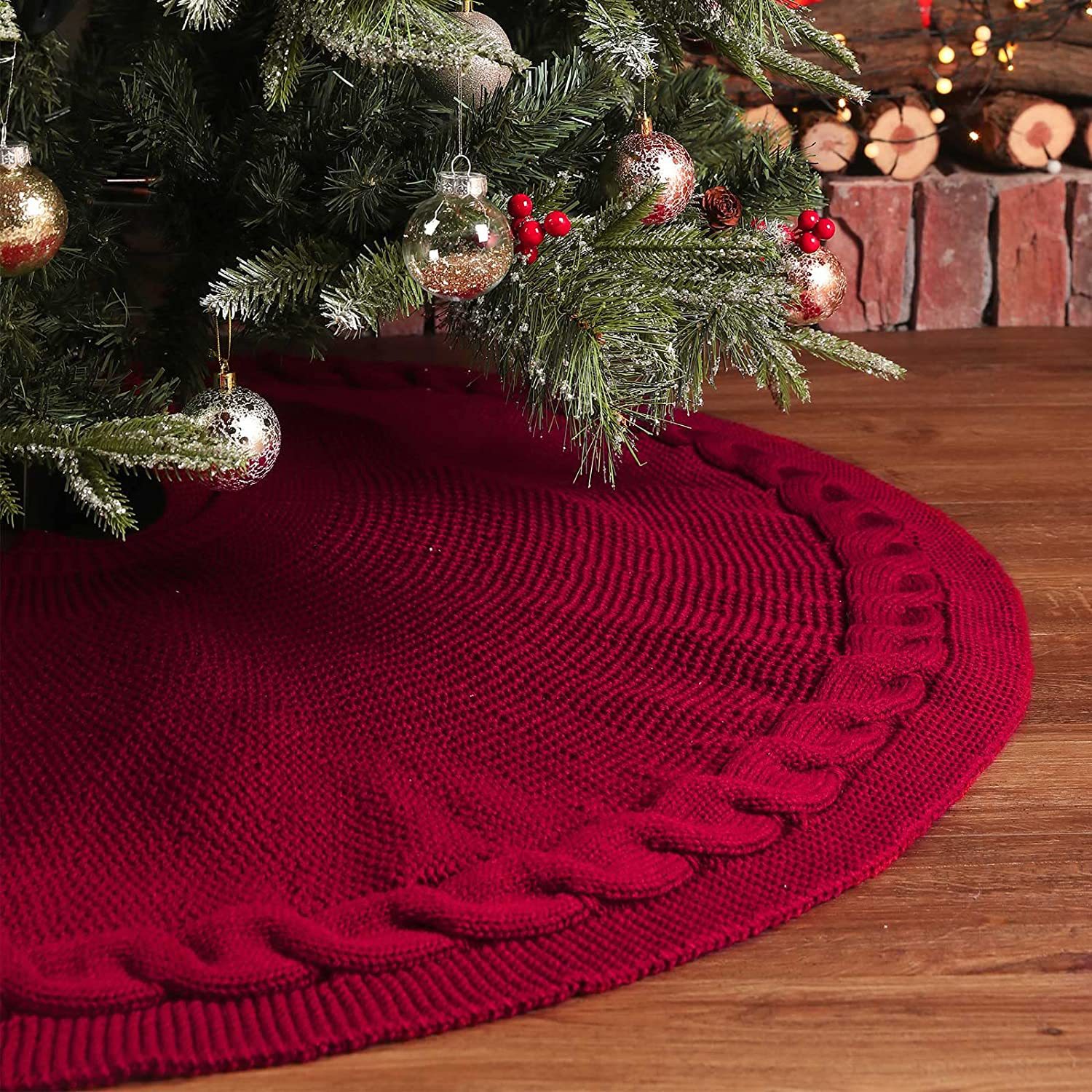 Christmas Knitted Tree Dress Red Knitted Christmas Tree Apron Christmas Tree Dress Ornaments