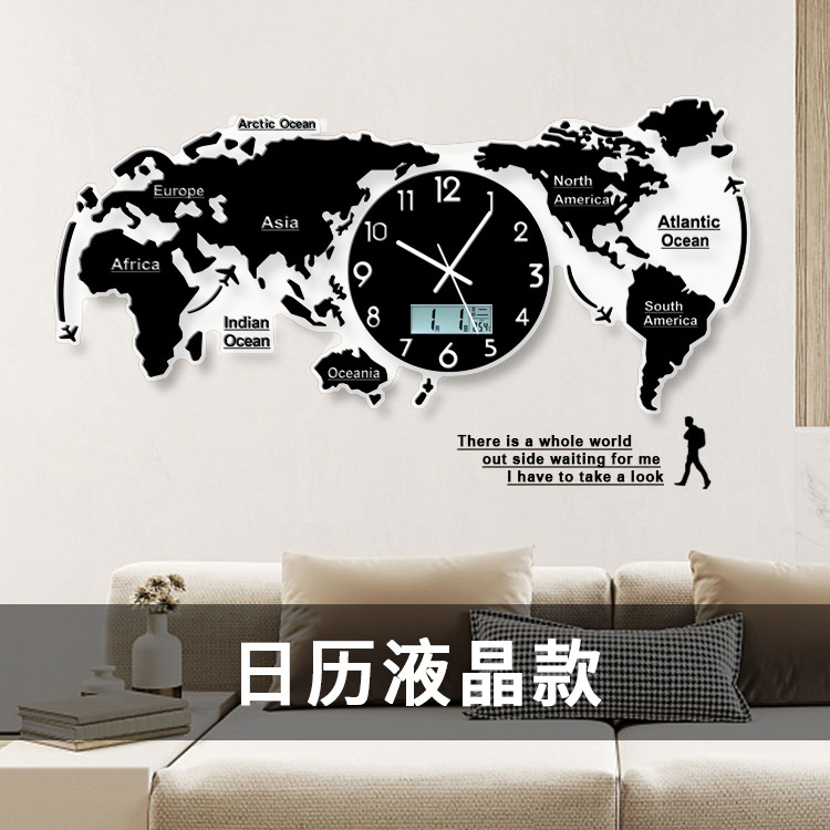 Picture of Cross-Border Map European Clock Decorative Wall Clock Living Room Simple Modern Wall Art Fashion Home Atmospheric Clock
