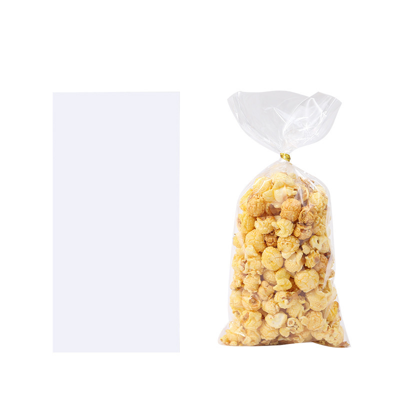 Cross-border Transparent Flat Pocket Cookie Bucket Plastic Bag Cellophane Baking Packaging Bag Printable Logo Bag